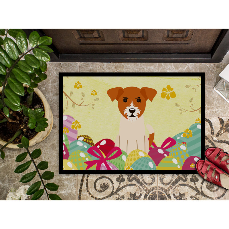 Saroyan Non-Slip Easter Outdoor Doormat, Yellow, 27" L x 18" W