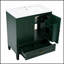 Meuble-lavabo de 30 po avec lavabo, style rétro, rangement multifonctionnel, porte à fermeture en douceur, finition vert foncé-1143629538