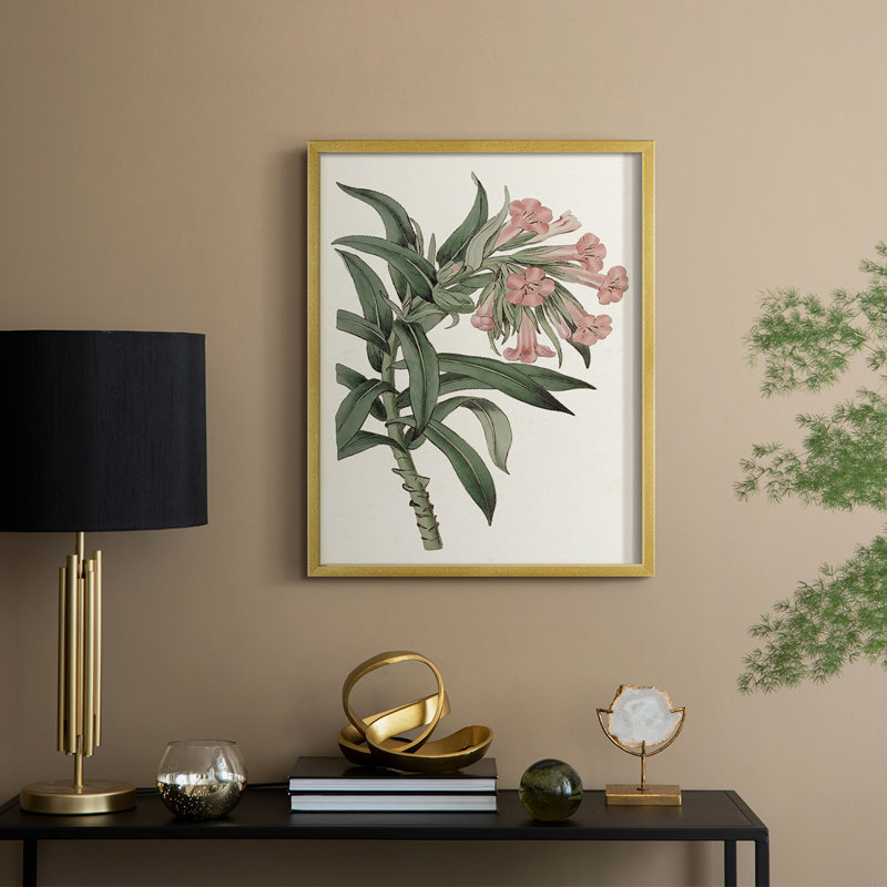 «Pink Floral Mix VI», reproduction encadrée - bois massif