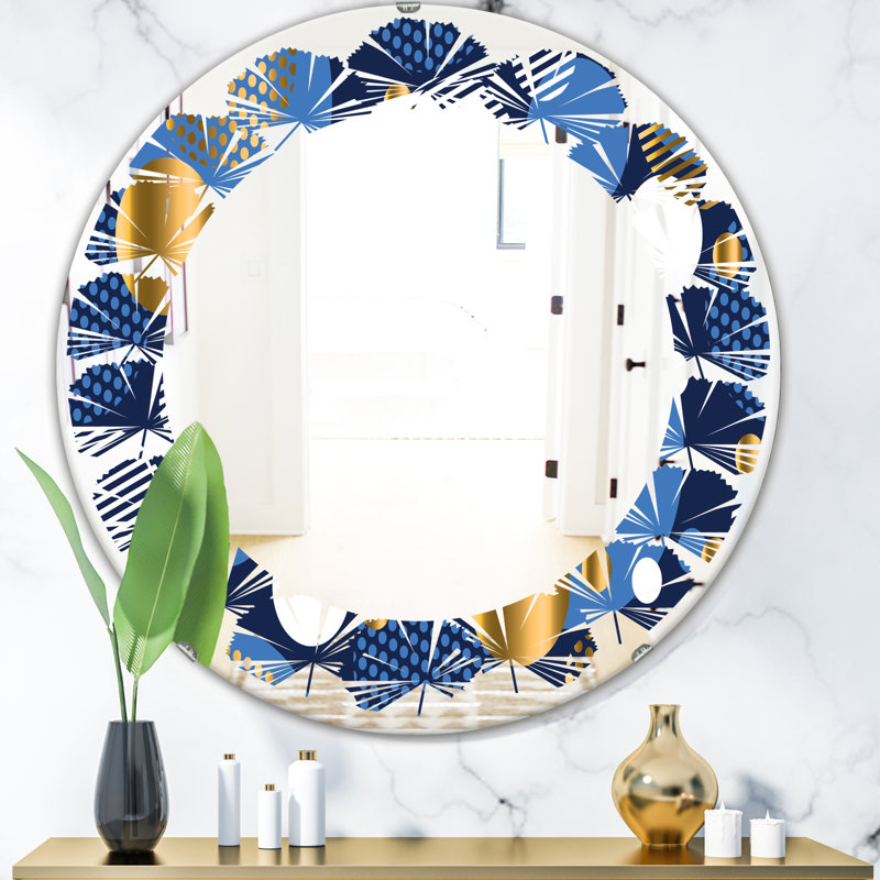 Miroir mural abstrait sans cadre à motif géométrique abstrait, 31,5 po x 31,5 po