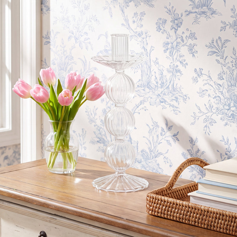 Adrienna 8.75'' H Glass Tabletop Candlestick