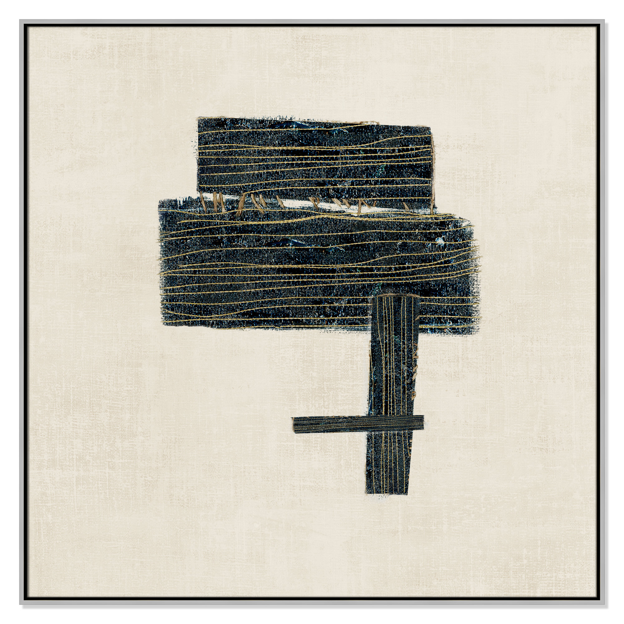 Stiched I Print by , 46.5" H x 46.5" W, Silver
