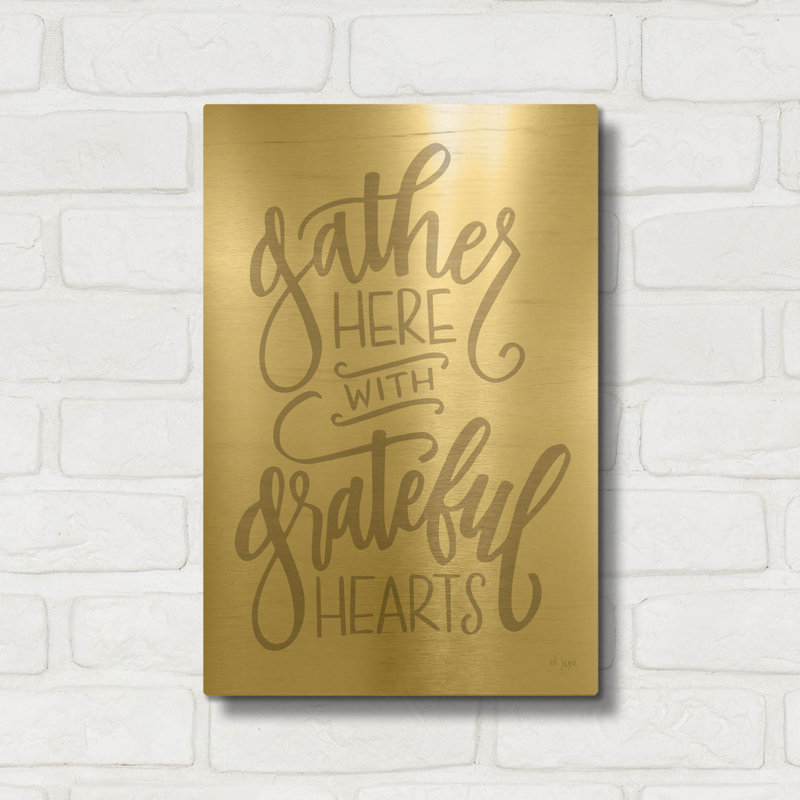 «Gather Here» par Jaxn, art mural en métal doré, 12 po x 16 po, 12 po x 16 po
