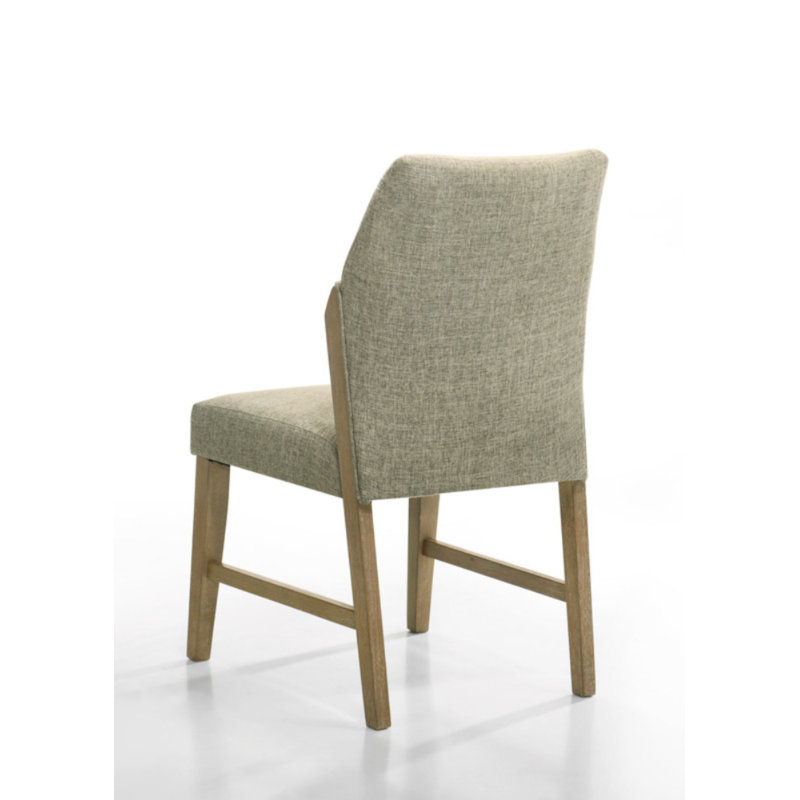 Ensemble de 2 chaises de salle à manger en lin beige avec pieds en chêne rustique Eden