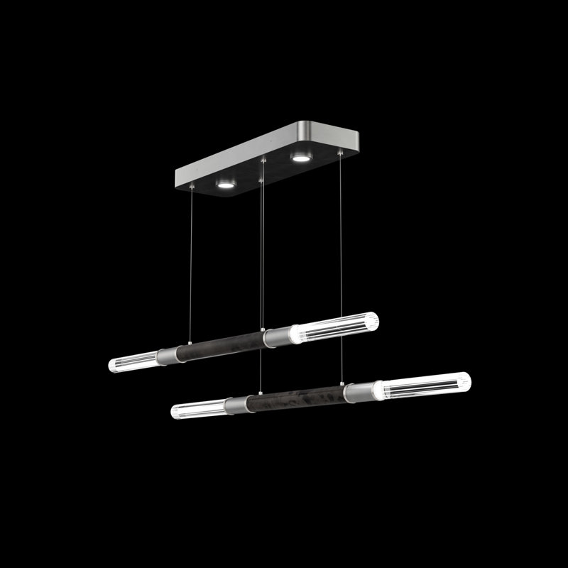Antonia 71"W Linear Pendant, Nickel/Silver/Charcoal