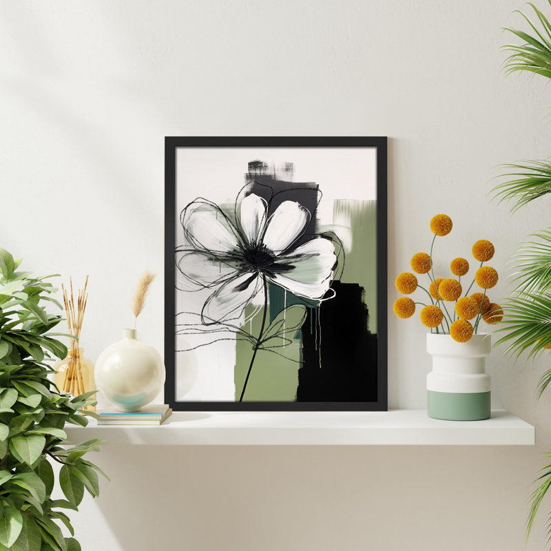 «Elegant Botanical Flower Illustration Realism Rustic Nature Relax / Calm Multicolor Office» sur, H 10 po x l 8 po, Noir