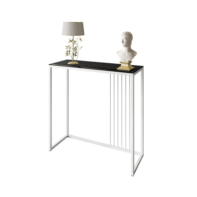 Ridgewood 100cm Glass Top Console Table, Black, White