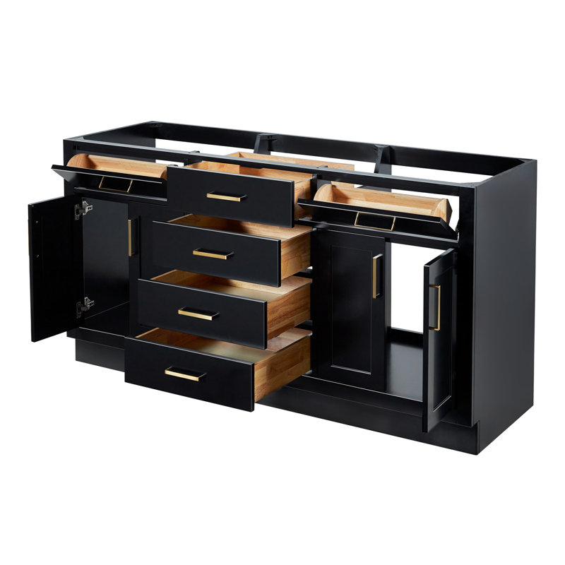 Hepburn 66'' Double Bathroom Vanity Base Only, Black