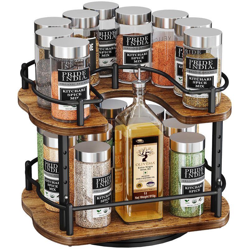 Lazy Susan Organizer Spice Rack, 10.3" H x 10" W x 8.3" D