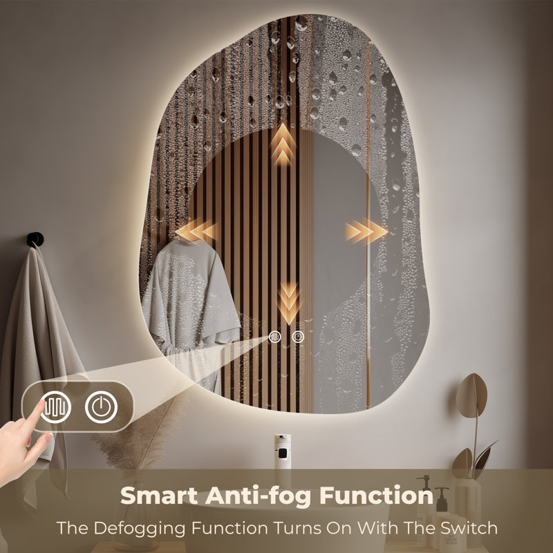 LED Mirror for Bathroom – Vanity Mirror with Lights, Dimmable Touch Sensor, and Anti-Fog Function, 30" x 22"
