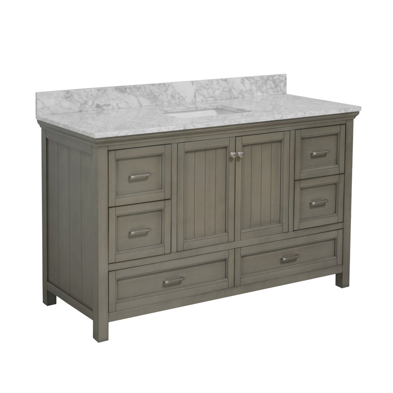 Ensemble de meuble-lavabo simple 60 po avec comptoir gris vieilli Maven, Gris patiné