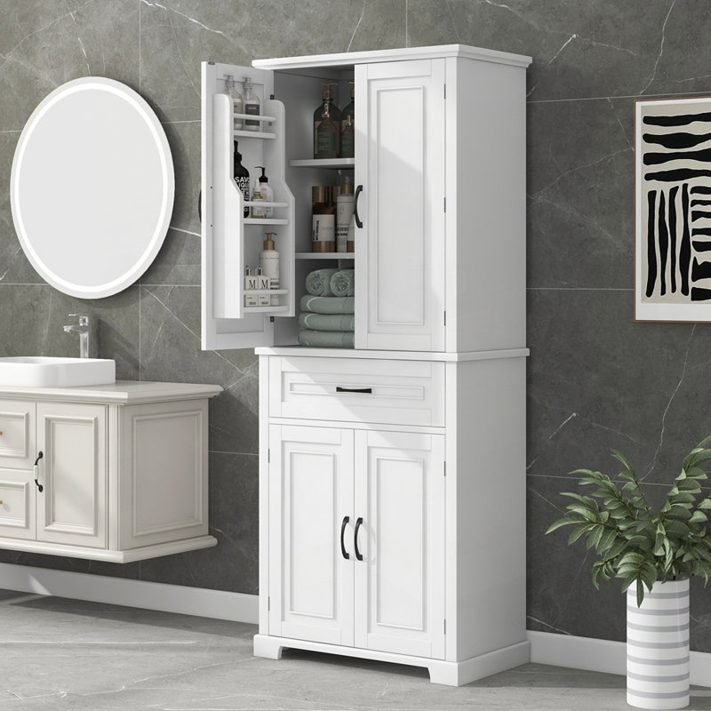 Armoire de rangement polyvalente avec tablette réglable, Blanc