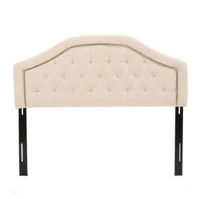 Tufted Upholstered Queen Headboard With Nailhead Trim, Solid Wood Frame & Adjustable Height For Bedroom