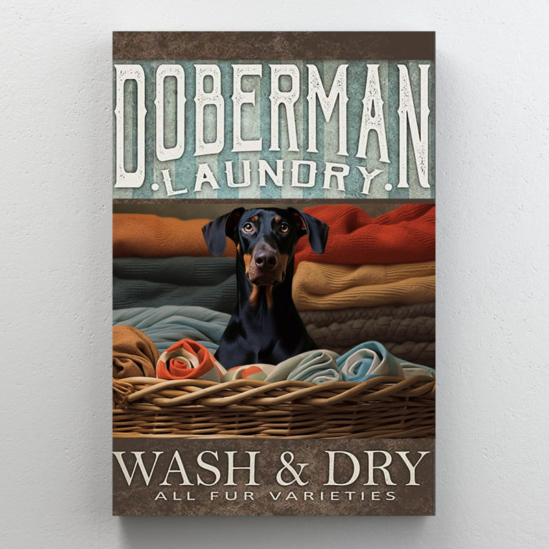 Doberman Laundry - 1 pièce, impression rectangulaire P Doberman Laundry sur toile, impression, H 36 po x l 24 po x P 1,25 po