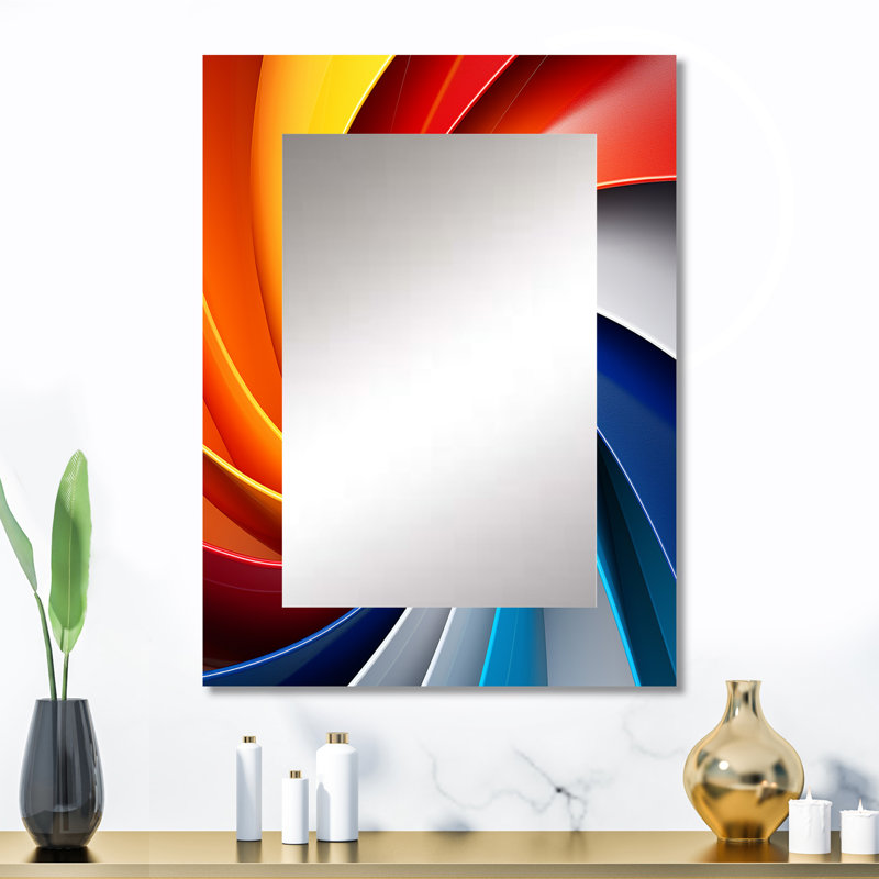 Multicolore Orbiting Overture Spiral - miroir spirales abstraites, miroir mural décoratif moderne, impression d'art en métal