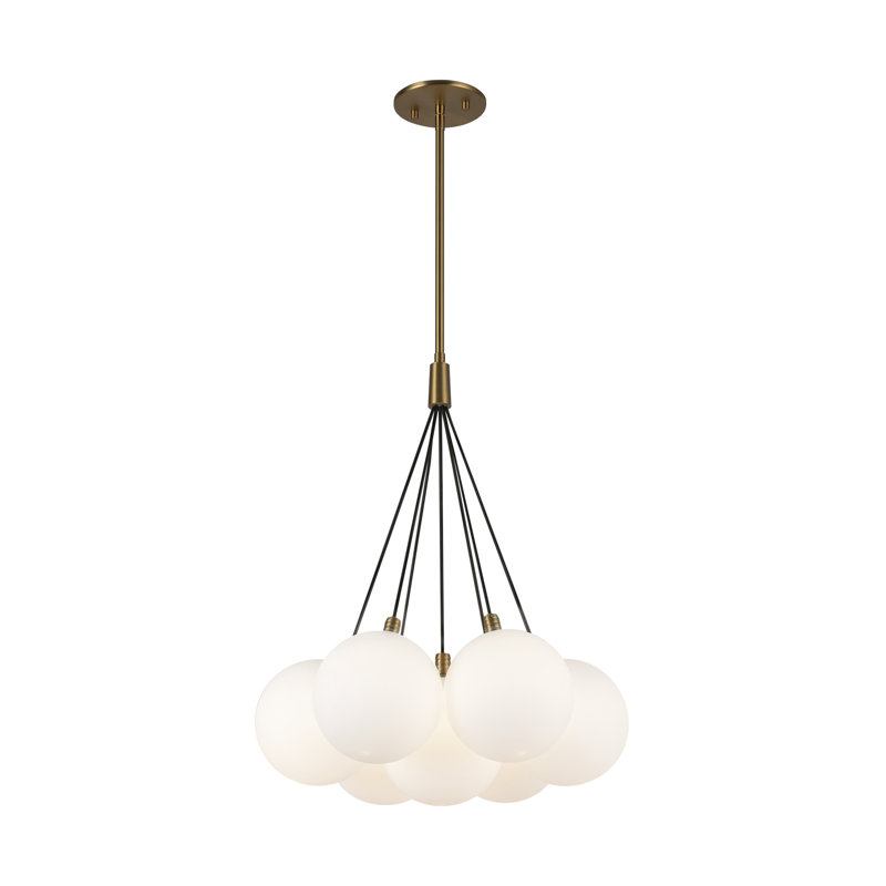 Lustre à DEL Bolla, 7, Or brossé, H 18 po x l 16,5 po x P 16,5 po
