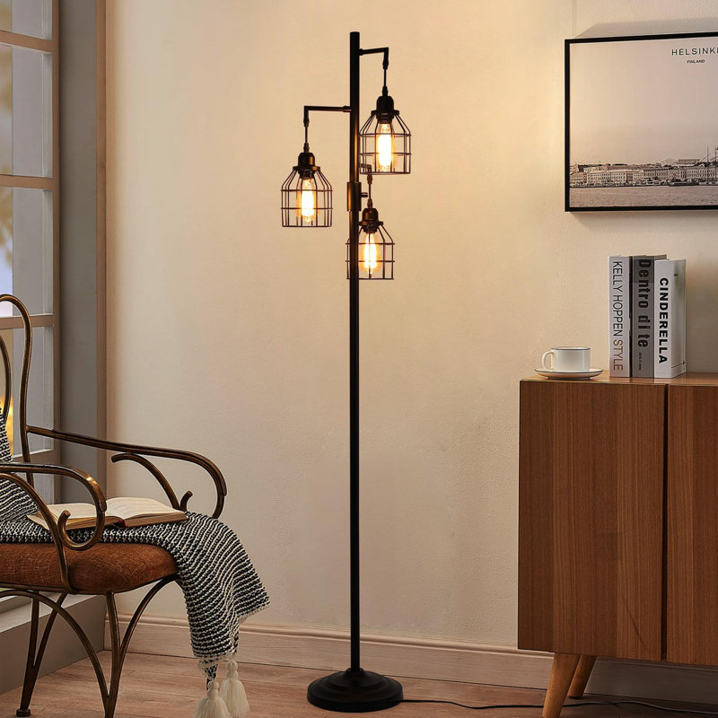 Lampe sur pied Industrial Farmhouse, Noir