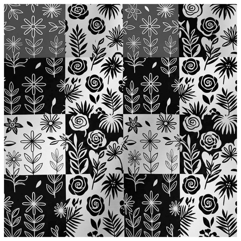 Housses de couette à motif floral noir et blanc, Très grand lit
