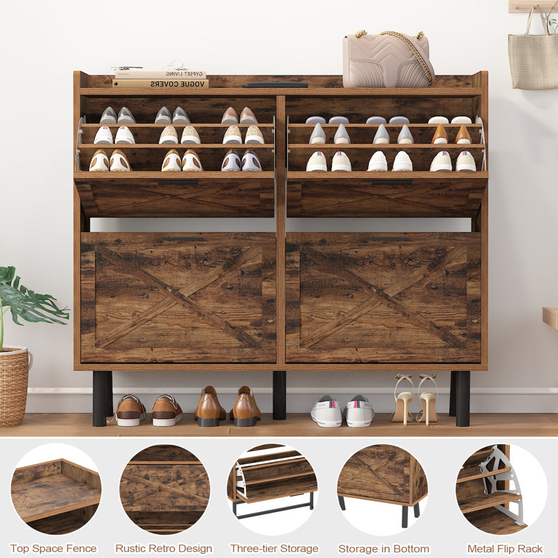 Modern Storage Cabinet With 3 Flip Drawers Suitable For Living Rooms