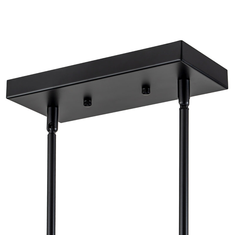 Luminaire suspendu linéaire à 4 lumières pour îlot de cuisine avec abat-jour en verre transparent Khase