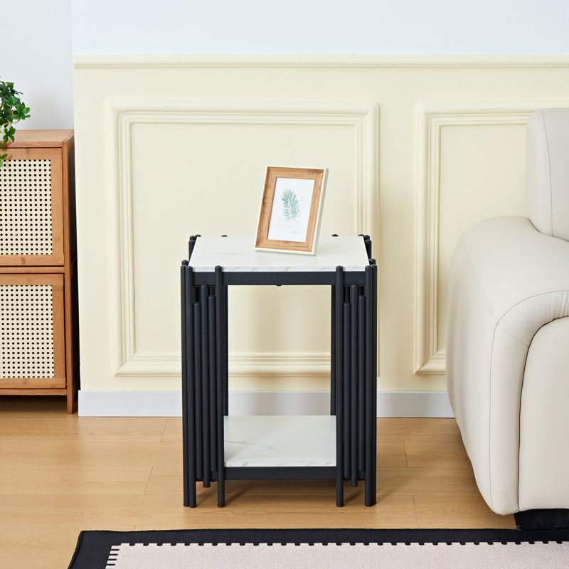 Table de bout carrée 15,75 po White, Noir