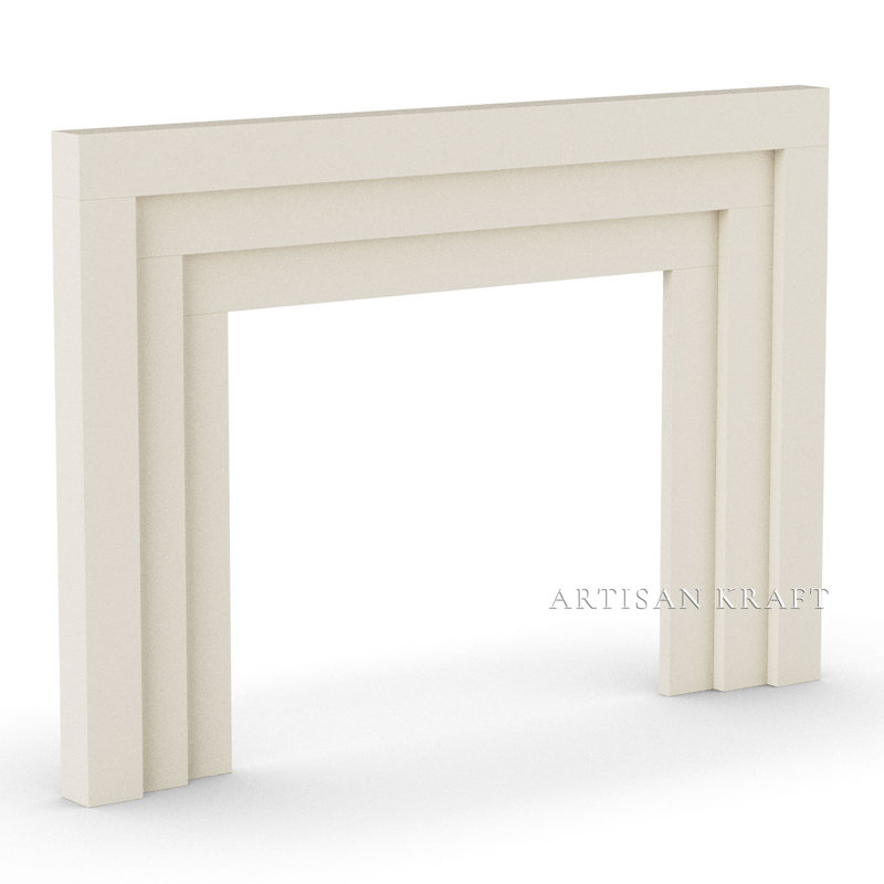 Cadre de cheminée en pierre Portland, Beige, H 52,3 po x l 75 po x P 4,1 po