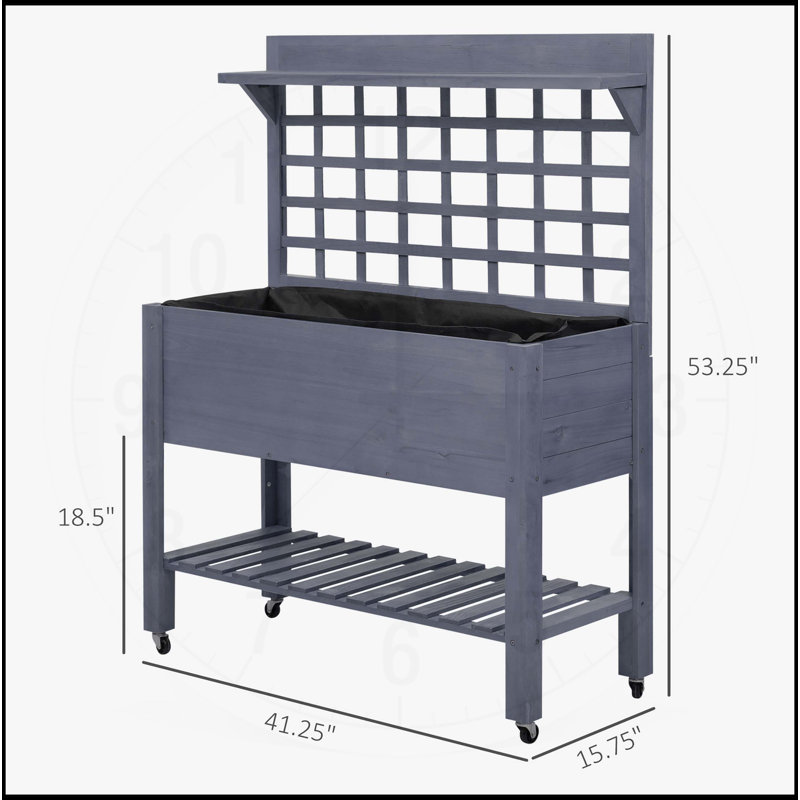 Lit de jardin surélevé 41 "avec treillis sur roulettes