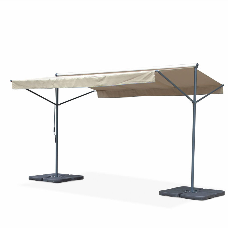 Sweeek 395cm W x 297cm D Metal Cover Retractable Freestanding Awning, Brown