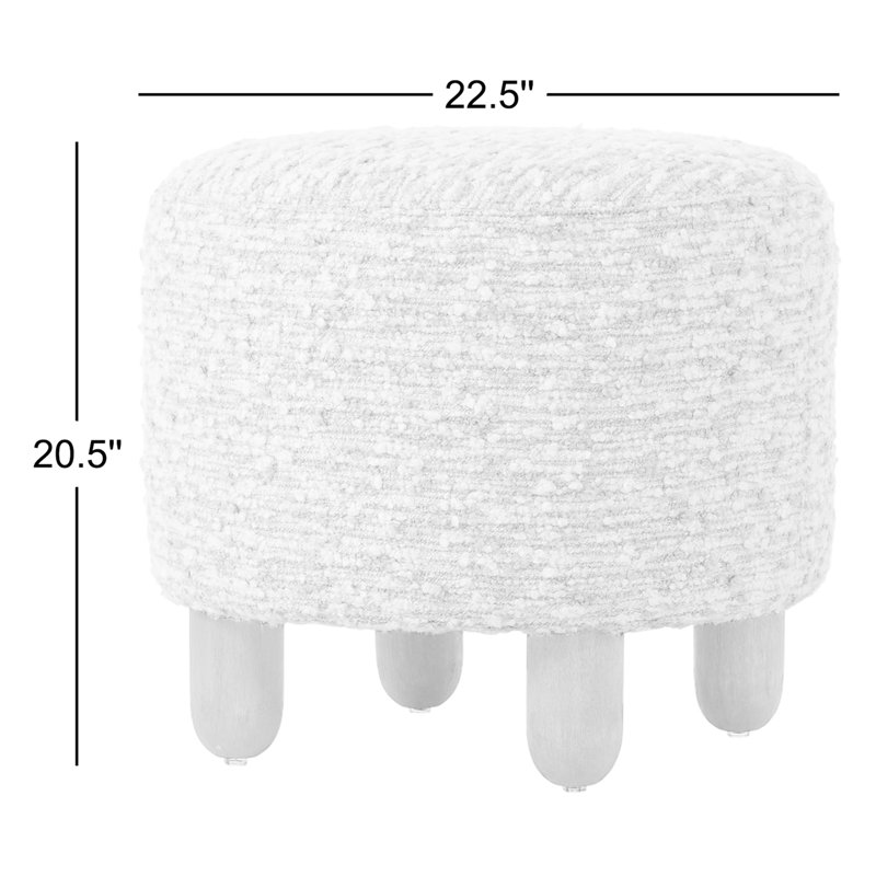 Aniston 21" Ottoman, Oat Textured Bouclé, Natural Oak