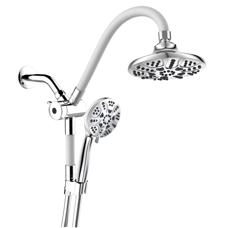 6-Inch Multi Function Dual Shower Head with 2 Flexible Bars, Chrome