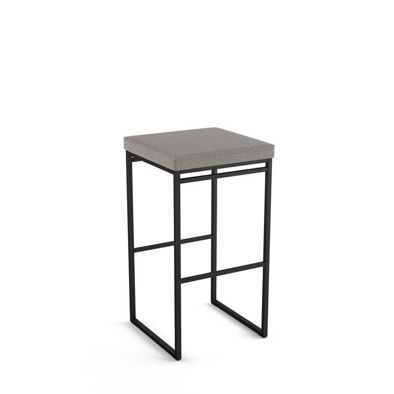 Humiston Backless Counter & Bar Stool, Bar Stool (30.75" Seat Height), Silver Gray Polyester/ Black Metal Frame