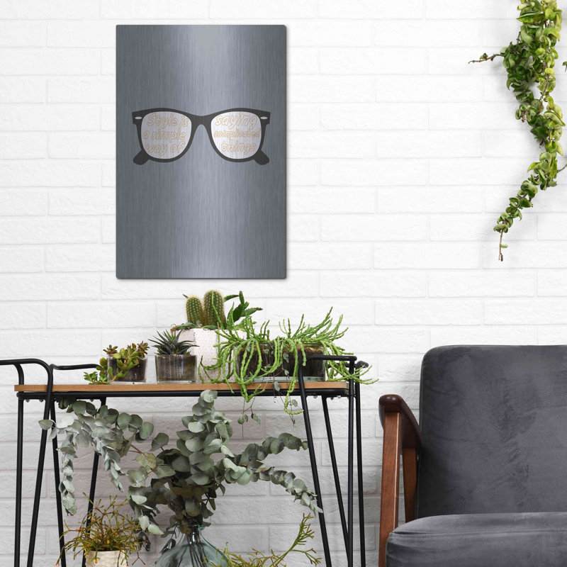Trinx 'Glasses' by GraphINC, Metal Wall Art, 12"x16"