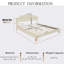 Lit plateforme tapissier grand format avec tête de lit réglable, rembourré en tissu de lin, lit plateforme de style simple et moderne sans sommier, facile à assembler, beige-638825674