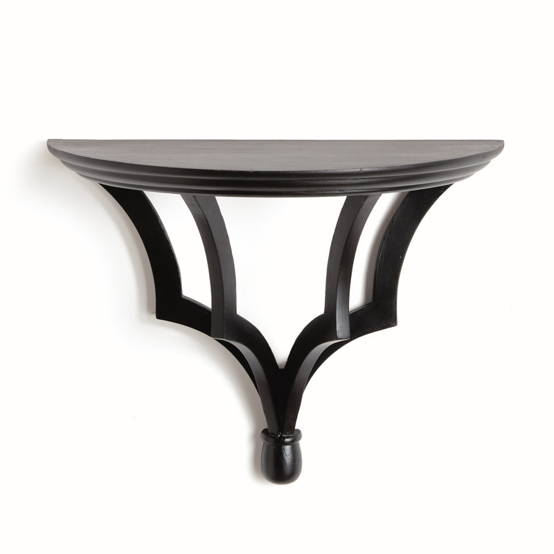 Gianinna Half-circle Mango Bracket Shelf, Black, 10.75" H x 13.75" W x 7" D