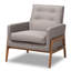 Fauteuil Kisner en bois d'hévéa massif gris clair, H 31,69 po x l 29,13 po x P 29,92 po-882397864