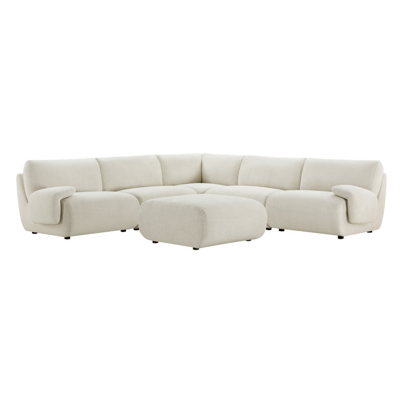 Canapé modulaire rembourré en L avec repose-pieds 118 po Ashira, Milo chenille