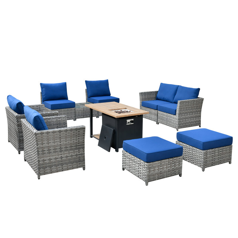 Ensemble de conversation d'extérieur pour 6 personnes avec coussins Kaizon, Marine