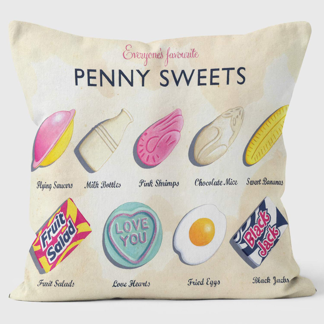 Penny Sweets - Martin Wiscombe - Retro Art Print Cushion