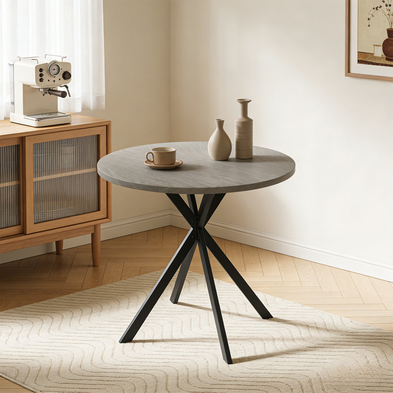 31.5 Inch Mid Century Modern Small Round Dining Table , Leisure Coffee Table, Saving Space Rhine Gray, Gray Wood