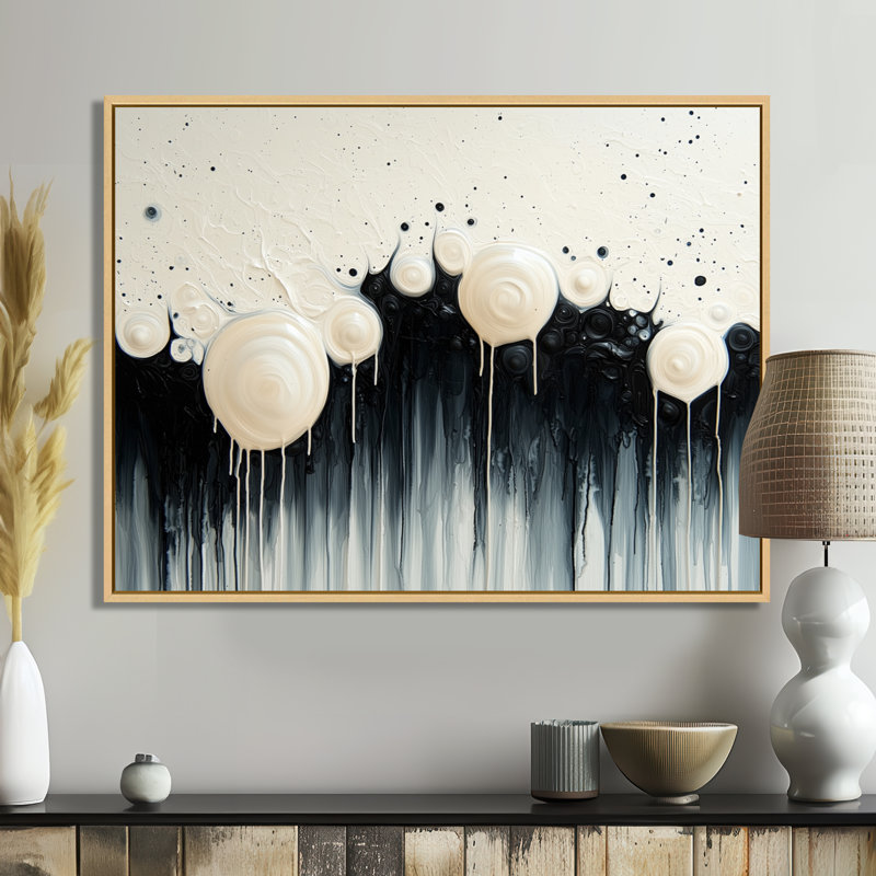 «Black White Wave», volcanique rythmique, art mural, H 34 po x l 44 po, Toile tendue, Ne s’applique pas