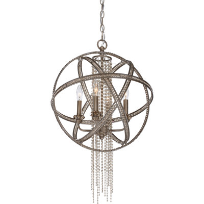 Lustre en forme de globe 4 lumières de style bougie destinee