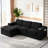 105" Reversible L-Shape Sectional Sofa with Ottoman & Pillows, Modern Soft Corduroy Upholstered Boneless Couch, Spacious Sofa for Living Room & Apartment-1975167030