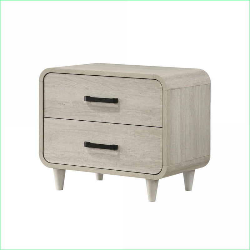 Mobilier de chambre contemporain à 2 tiroirs en bois massif avec table de chevet blanche