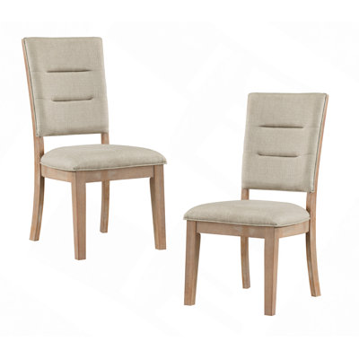 Beautiful Dining Chairs Set Of 2Pc, Upholstered Seat And Back Beige Fabric Rustic Look Ladderback Wooden Dining Kitchen Furniture