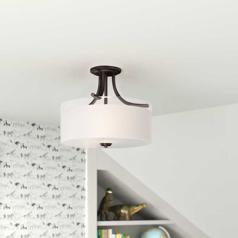 Plafonnier semi-encastré 3 lumières 15,25 po Yazmin, Sienne brûlée, Non