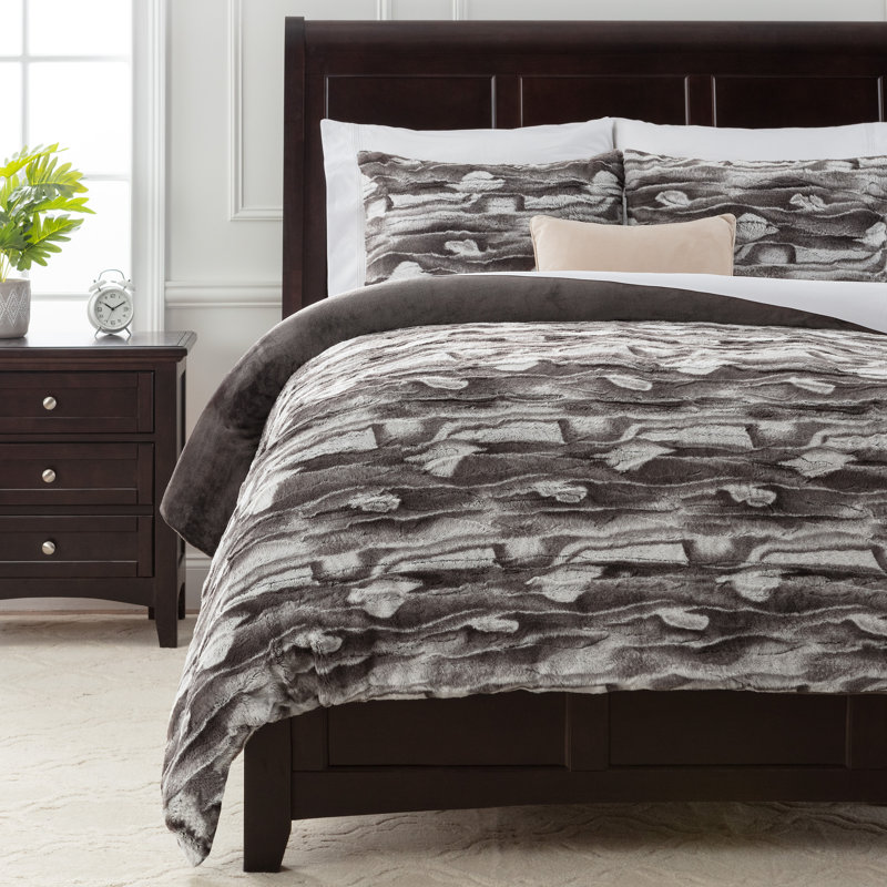 Black White Microfiber Reversible Duvet Cover Set, King Duvet Cover + 2 King Pillowcases
