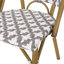 Ensemble de 2 chaises bistro d'extérieur en rotin PE et aluminium, finition gris et blanc et bambou