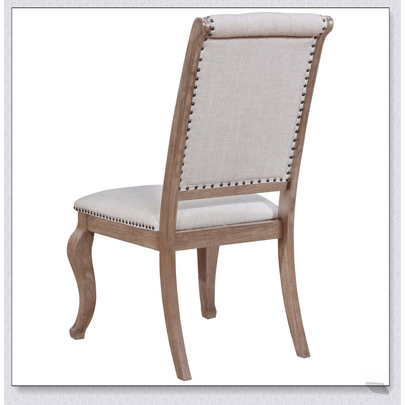 Ensemble de chaises à dossier capitonné crème et orge brun, élégant et confortable pour toute salle à manger, Naturel