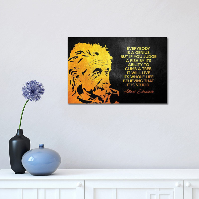 Albert Einstein Genius Quote by Adrian Baldovino - Wrapped Canvas Print, 30.48 cm H x 45.72 cm W