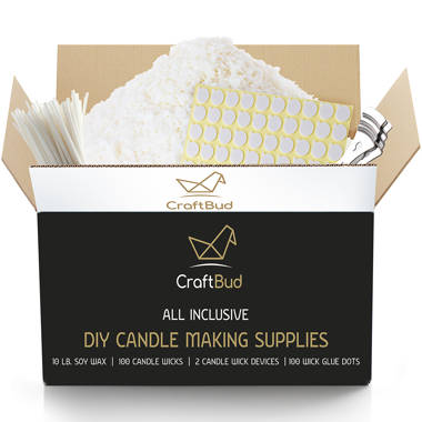 Craftbud Complete DIY Soy Candle Making Kit with Scented Dried Flowers -  Candle Wax for Candle Making - 2lbs Natural Soy Wax, Tin, Cotton Wicks 